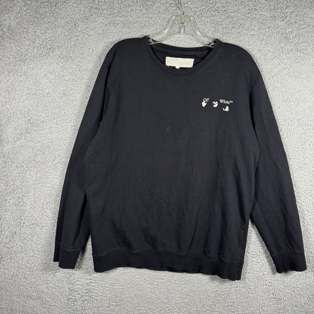 Off-White c/o Virgil Abloh Mens Main Label Logo Sweatshirt Black XL Streetwear